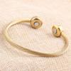 18K Gold Symmetrical Open Round Inlaid Diamond Bracelet Wristband, 10MM Cable Line.