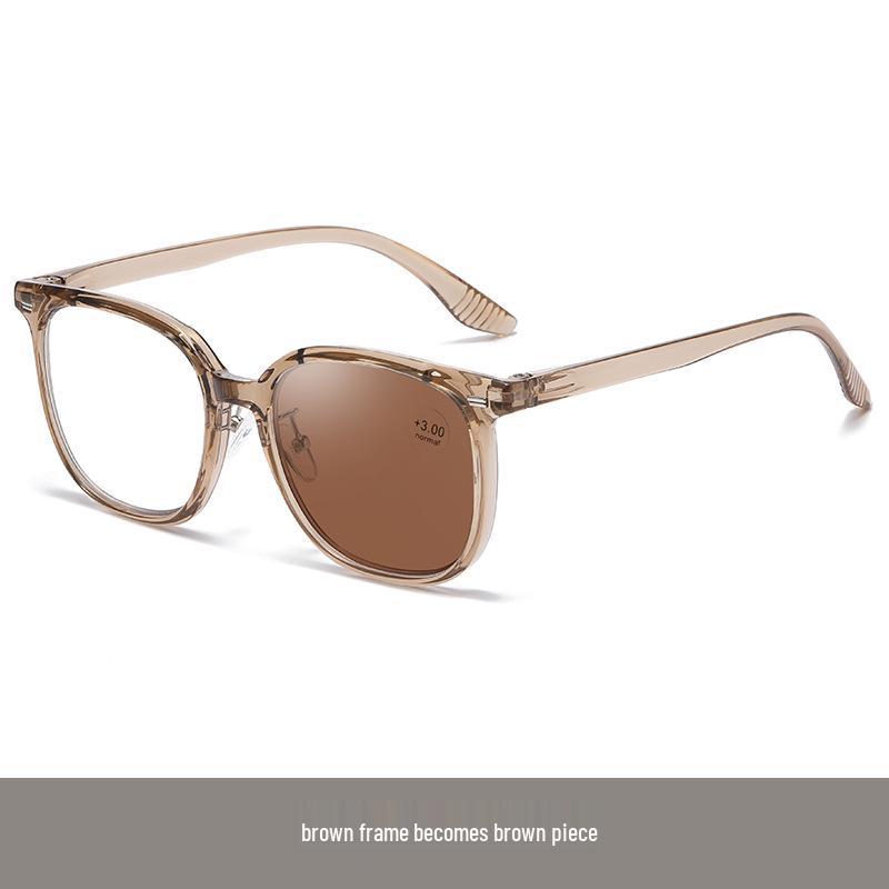 Trendy Light-Sensitive Photochromic Reading Glasses: Large Frame, Anti-Blue Light, Comfortable Single Vision Design.