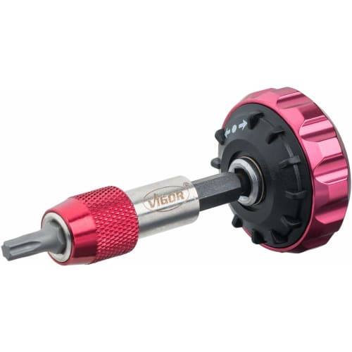 ViGOR V2941 Finger Ratchet, German-Made Mini Ratchet with 5 Operating Angle, 29mm Diameter, 72 Gears, 1/4-Inch Short Ratchet, Forward and Reverse Rot