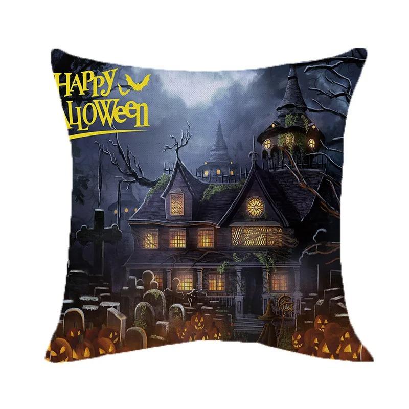 Halloween Theme Pillow Cover Car Office Living Room Sofa Halloween Pumpkin Lantern Decoration Pillow Cover