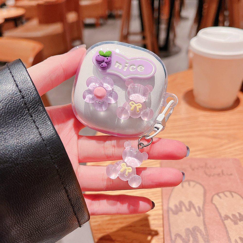 For Redmi Buds 6 Play Case 3D Cherry Butterfly Earphone Soft Cover Redmi Buds 6play Headphones Box Fundas With Keychain