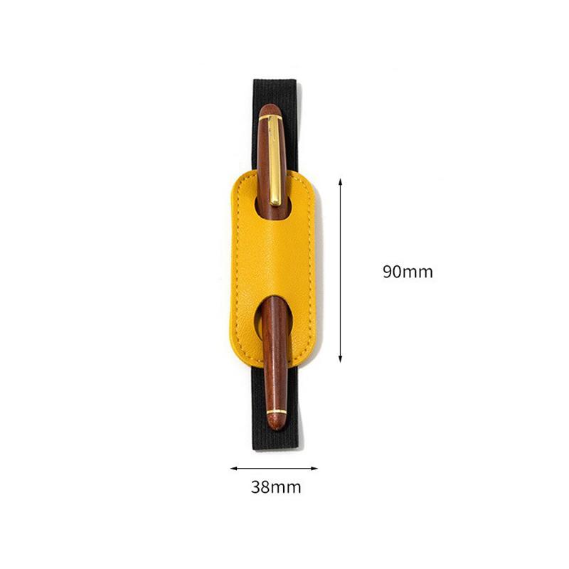 Creative PU Leather Pen Clip Holder Elastic Band Design Portable Pen Organizer for Notebook Diary Work Travel Use
