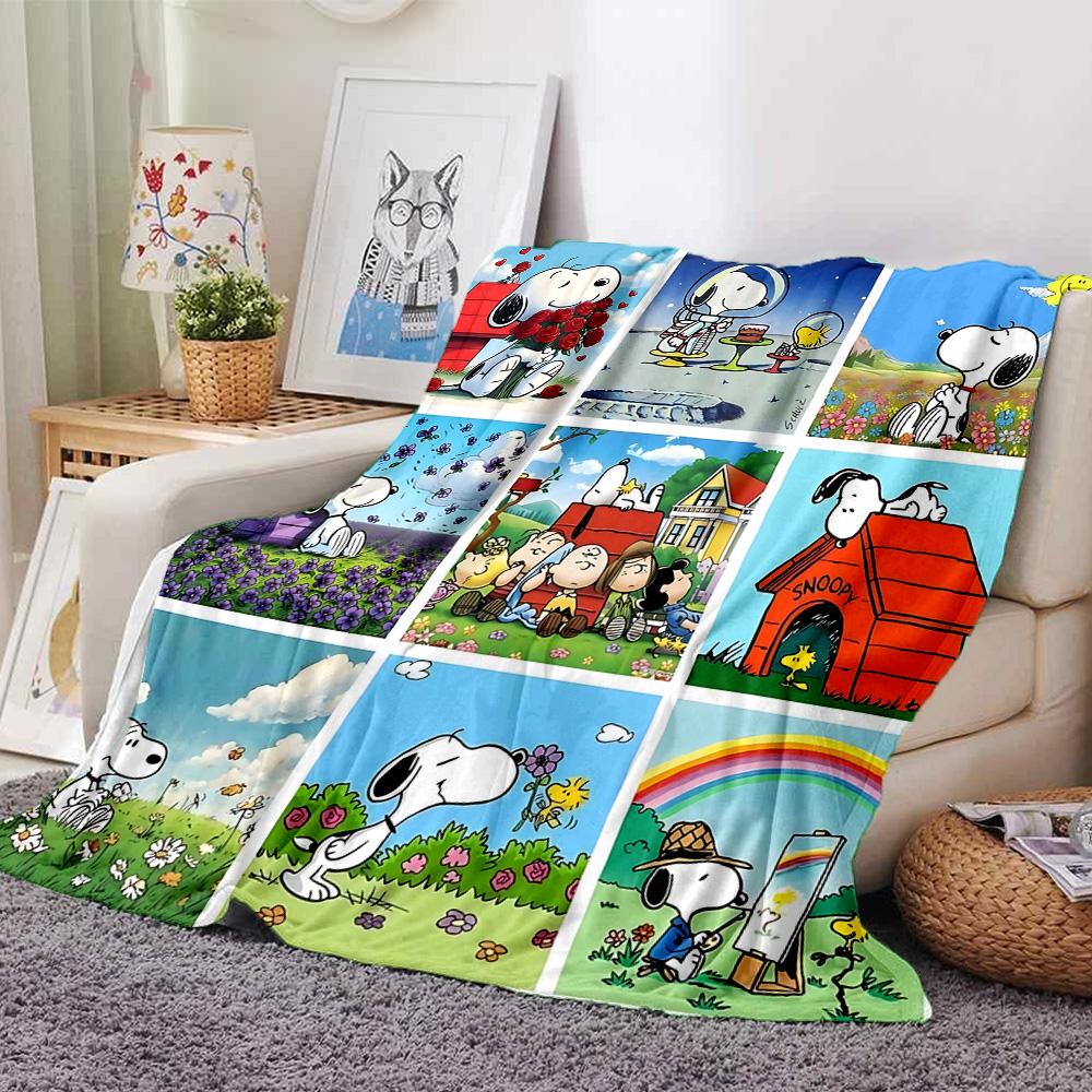 1pc Snoopys Valentine Collage flannel Blanket for Super Soft Cute Comfort Blanket for Travel Bedding Couch Sofa Blanket Y7306
