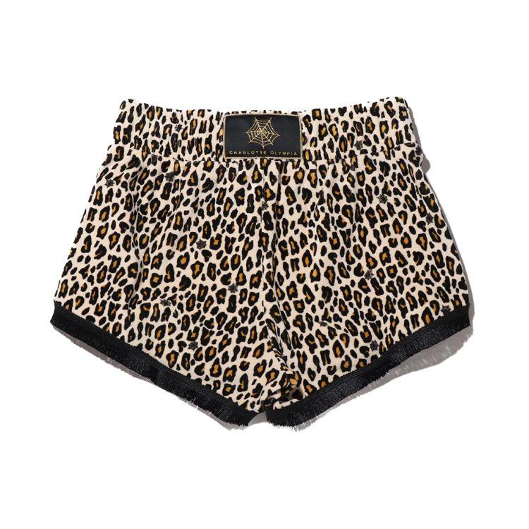 Puma X Charlotte Collaboration Leopard Print Fringe Design Sports Shorts Women Shorts Black 596856-02