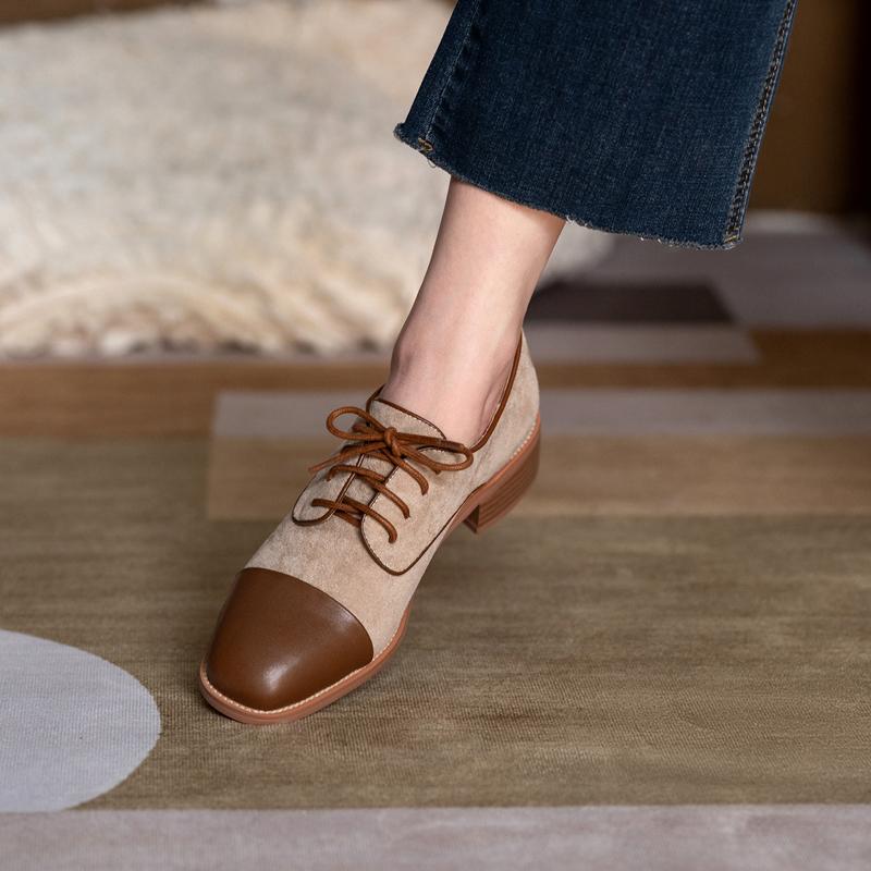 Fashion 2024 Autumn Oxford Women Shoes Genuine Leather Brogues Vintage Lace Up Loafers Casual Retro Shoe for Women Pumps