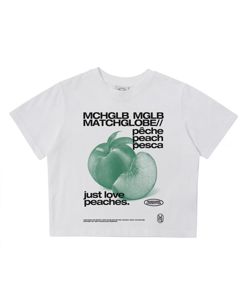 MATCHGLOBE Peach Crop Top (White)