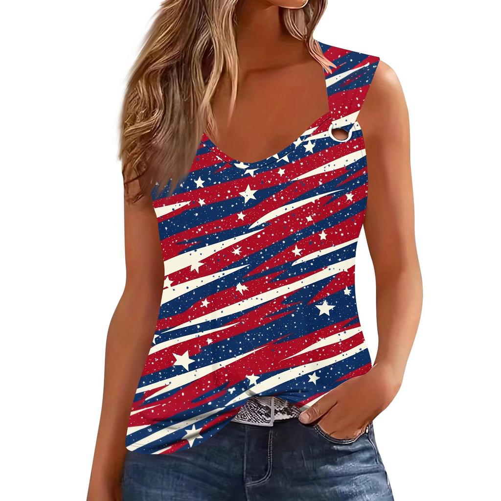 Womens Tank Top V Neck Basic Printed Casual Flowy Sleeveless Deep Side Cut Tops For Women