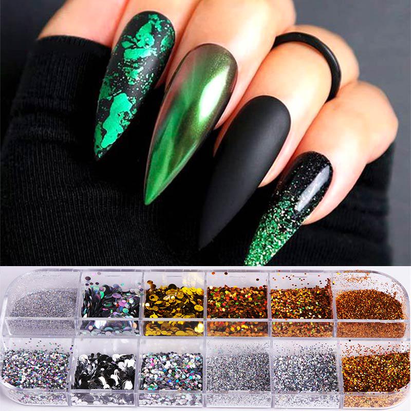 

Vogue нерегулярные алюминиевые хлопья зеркальные блестки фольга для ногтей блестки украшения для ногтей