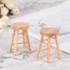 Dollhouse Wooden Round Bar High Stool Simulation Mini Ornaments Children Toy