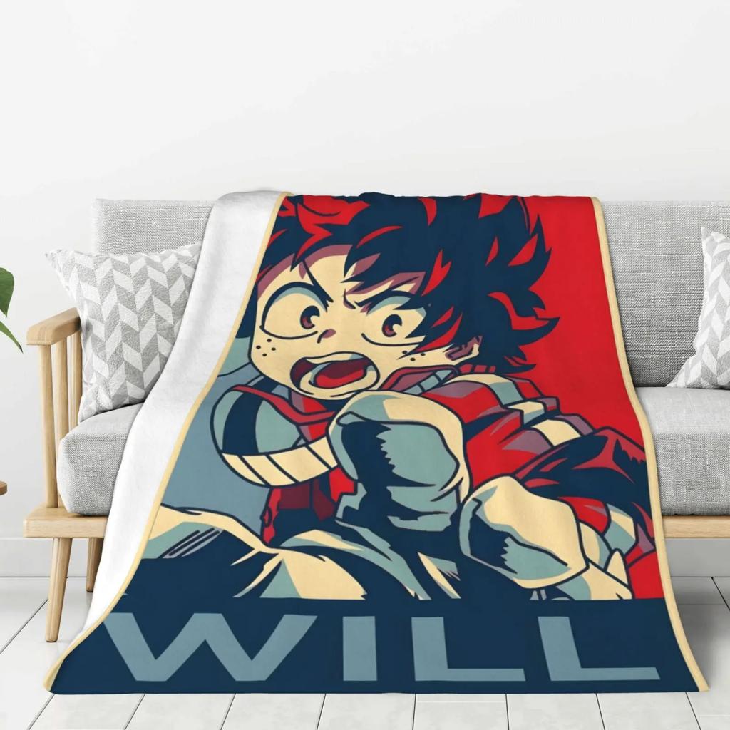 My H-hero Academia Cartoon Printed Blanket Warm Flannel Blankets Soft and Comfortable Blanket Home Travel Blanket Birthday Gift