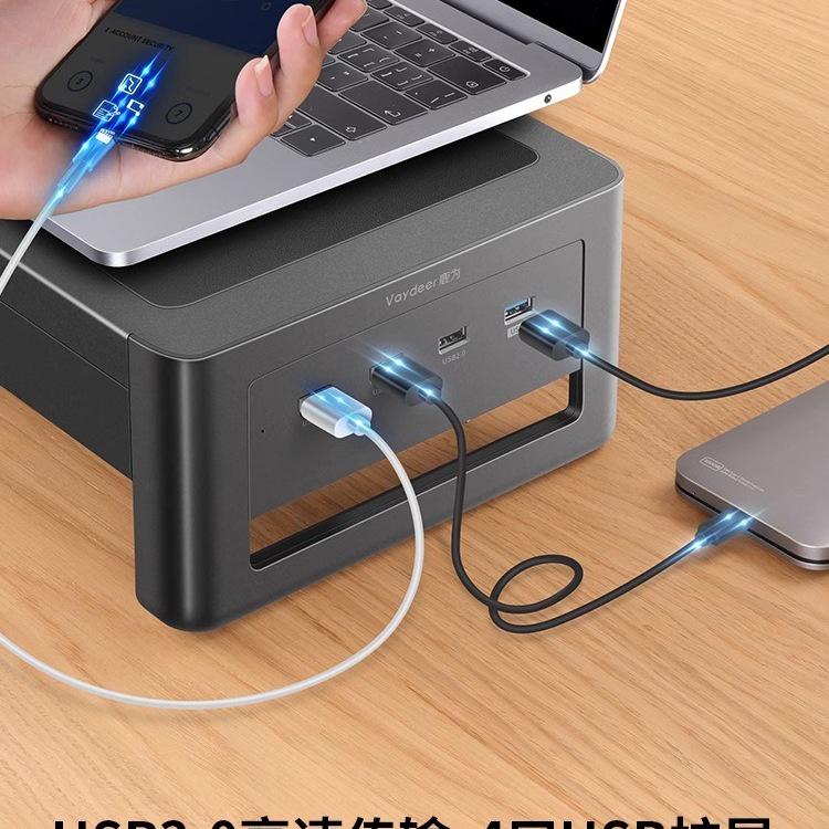 RGB Computer Monitor Riser Stand with USB Ports and Storage