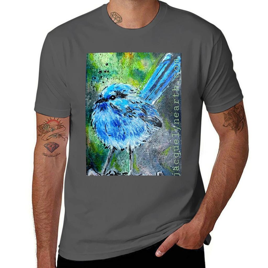 Baby Blue Fairy Wren TShirt Man T Shirts for Men Casual Cotton T Shirts Man 100 TShirt