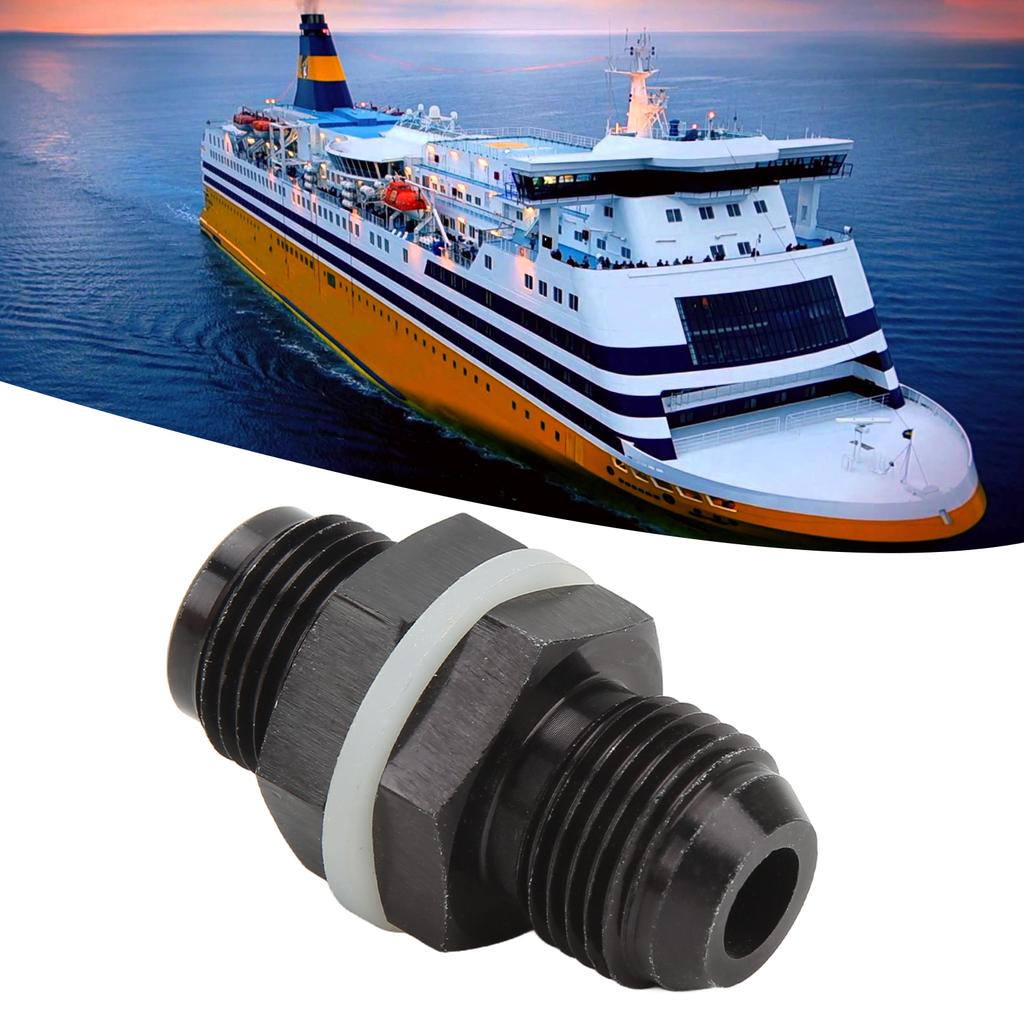 Fuel Cell Bulkhead Fitting with PTFE Washer Black Anodized 6061‑T6 Aluminum Alloy Connector for Most Fluid
