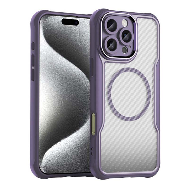 

Fundas For iPhone 16 Pro Max For Magsafe Magnetic Carbon Fiber Phone Case For Apple 15 14 13 12 11 Pro Max 16 Plus Wireless Charging Magsafe Cover For iPhone 11 фиолетовый
