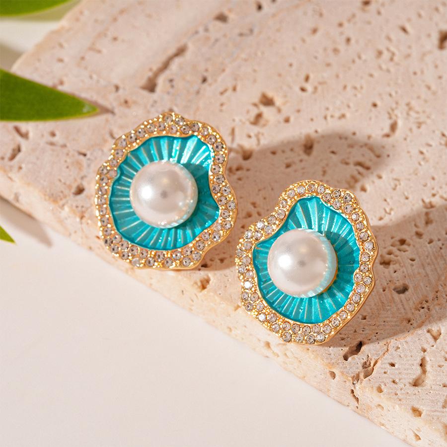 Серьги-гвоздики с имитацией жемчуга, серебряной иглой и воланами, окрашенные спреем, модные серьги с характером