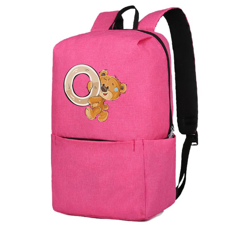 Încântător ursuleț cu 26 de litere englezești, geantă de școală pentru fete, rucsacuri de pânză pentru cosplay, pentru copii, geantă pentru copii înapoi la școală