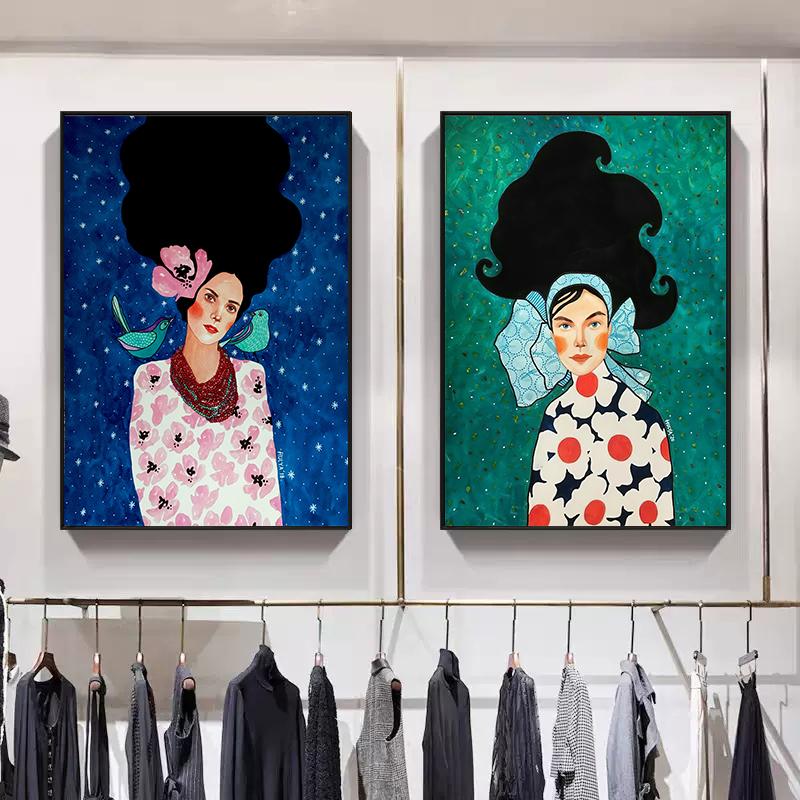 Abstrato Flor Mulher Menina Cabelo Moda Pôster Pintura em Tela Nordic Arte de Parede Imagem Para Sala de Estar Moderna Decoração de Casa