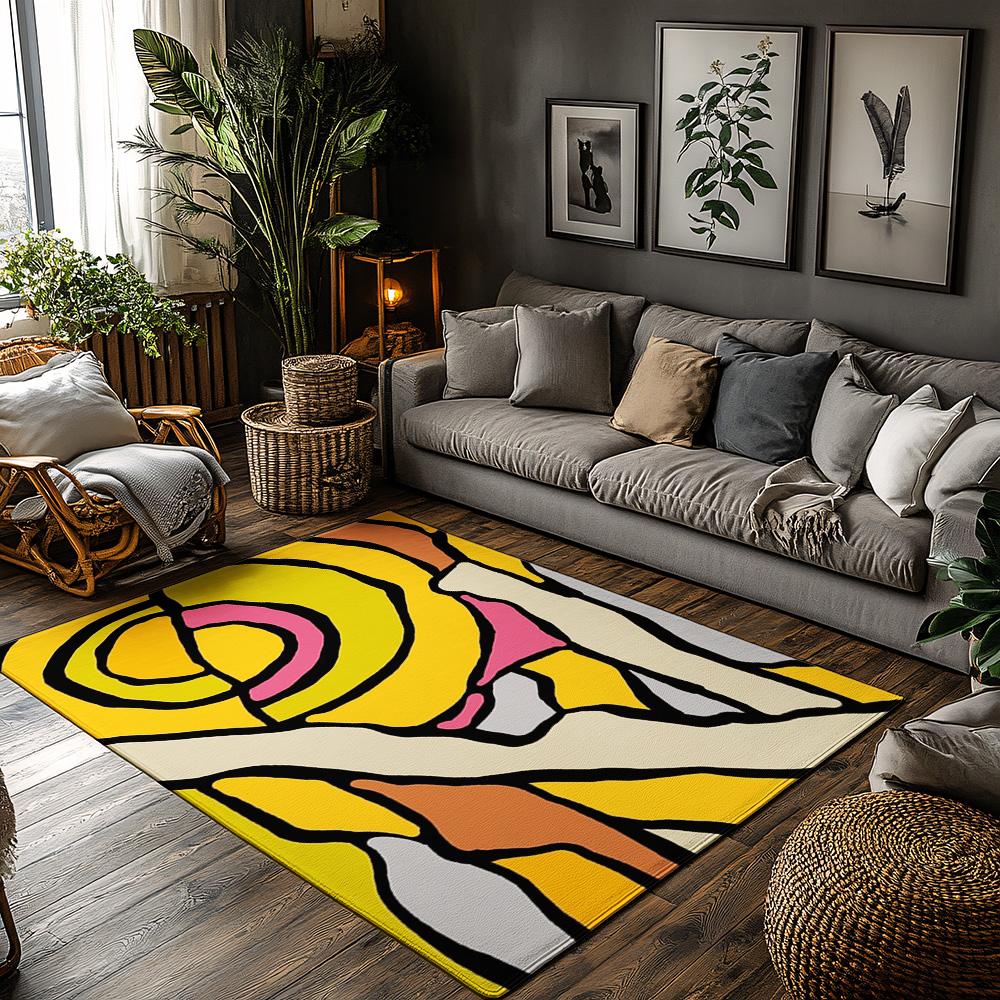 

Stylish Modern Abstract Area Rug Non Slip Doormat Home Decor Living Room Floor Mat Indoor Outdoor Carpet Washable Accent Rug 50cm x 80cm