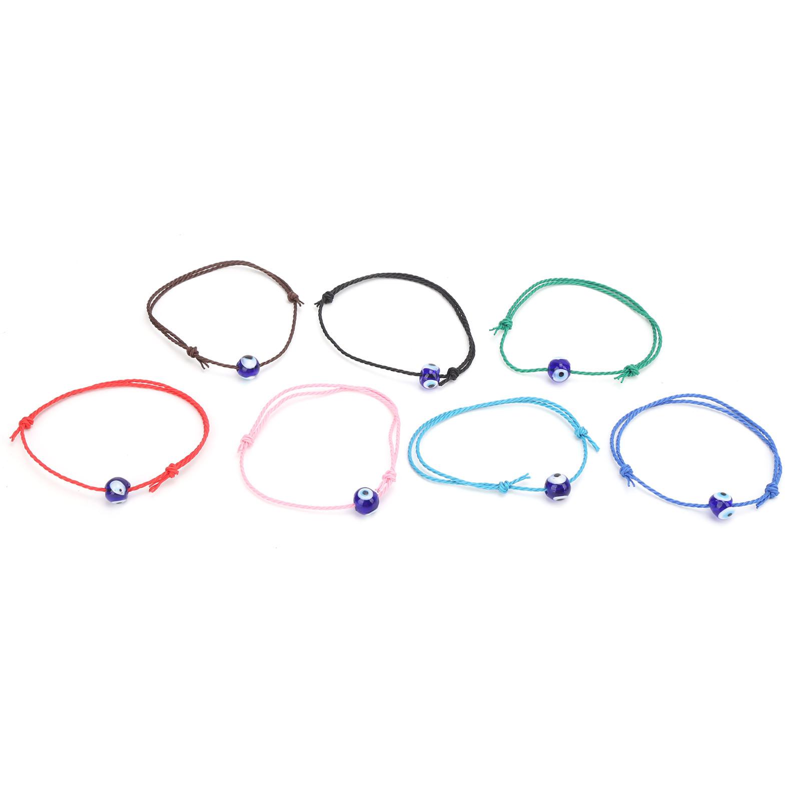 

7 шт. Изящный браслет, регулируемый, цветной, ручной работы, турецкий, голубой глаз, удачи, браслет, веревка для мужчин