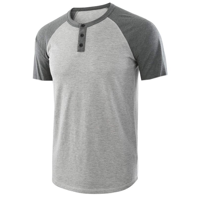 Short Sleeve T-Shirt Men'S, Large Size Custom Casual Loose Henry T-Shirt