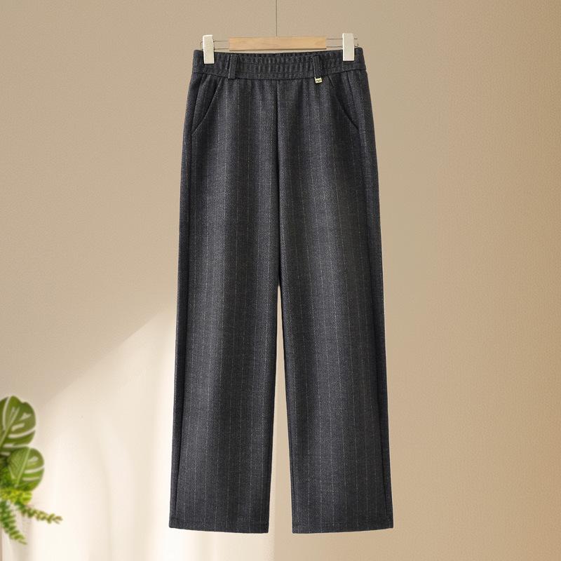 

Mom s Stylish Striped Straight-Leg Pants for Middle-Aged & Elderly Women - Spring & Autumn Casual Wear 6XL (150-180 jin)
