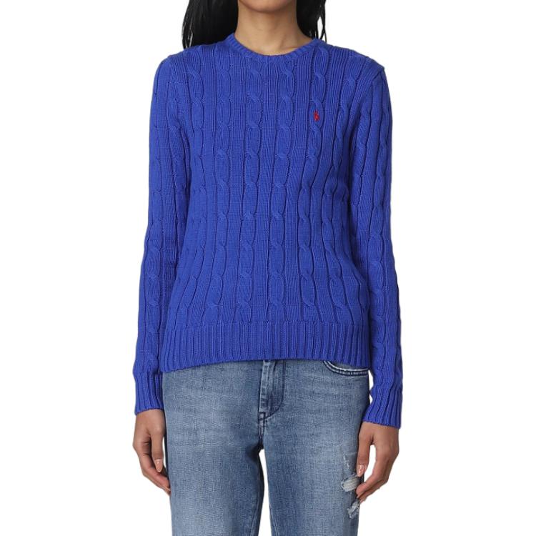 Polo Ralph Lauren Solid Color Embroidered Pony Knit Sweater Women Sweater Blue 580009088
