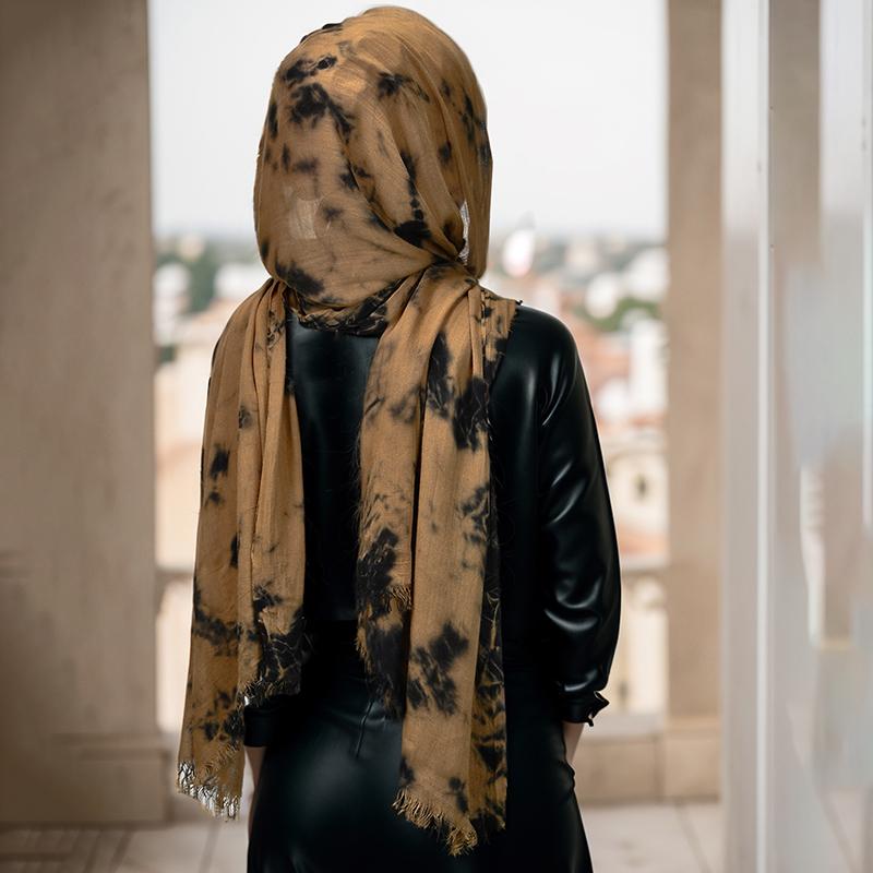 Novo Lenço Hijab Ombré Tie-dye de Algodão Viscose para Mulheres Muçulmanas, Xales Longos, Lenços de Cabeça Islâmicos, Envoltórios, Faixa de Cabeça, Véus Eid, Foulard 185*70cm