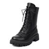 Fashion 2025 Autumn Winter New Boats Women Female High Heel Lace Up Ankle Boots Platform Artificial Leather Ladies Shoes Zapatos Mujer