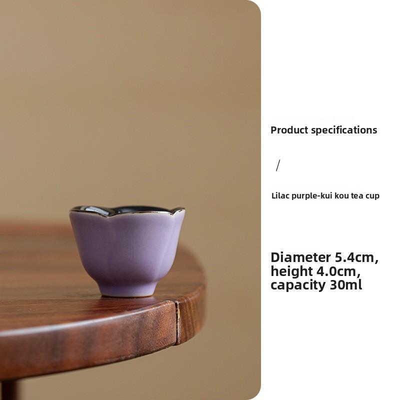 Antique Vintage Lilac Purple Personal Master TeaCup Handmade Ceramic Chinese Tea Set Zen Teaware Gift for Tea Lovers Home Office