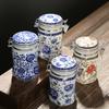 Vintage reliéfní květinová keramická nádoba Vlhkosti odolná uzavřená nádoba na čaj, kávu, bonbóny Kuchyňská nádoba na koření Porcelánové řemeslo Domácí dekorace
