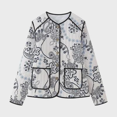 Autumn 2023 Women's Printed Loose Quilted Cotton Jacket