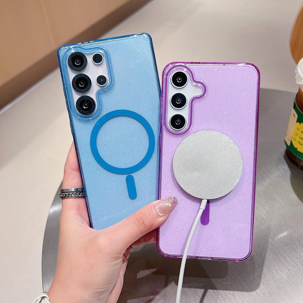 Dream Flash Powder Magnetic Suction Large Hole, Suitable for Samsung S25Ultra Mobile Phone Case Charging S25Plus Anti-drop Protective Case