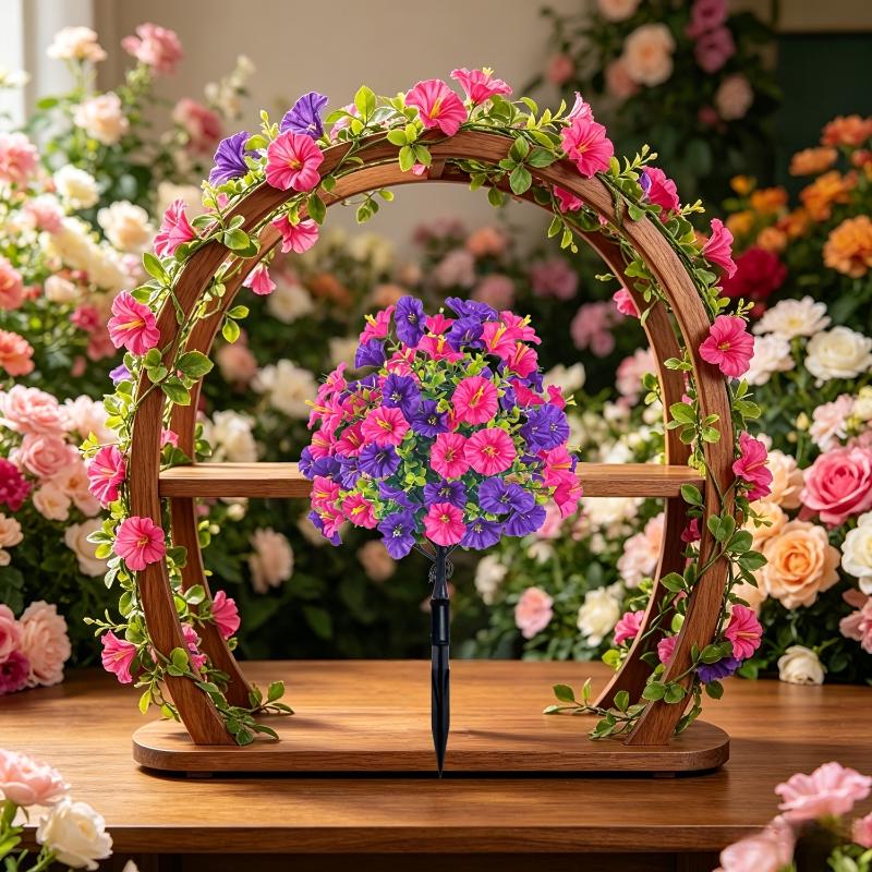 Garden Camp Decor Artificial Morning Glory Flowers with Ground Stake for Outdoor Yard