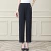 Summer Ice Silk Elastic Waist Pants for Middle-aged Women: Stretchy, Straight-leg Casual Wear for Comfort.