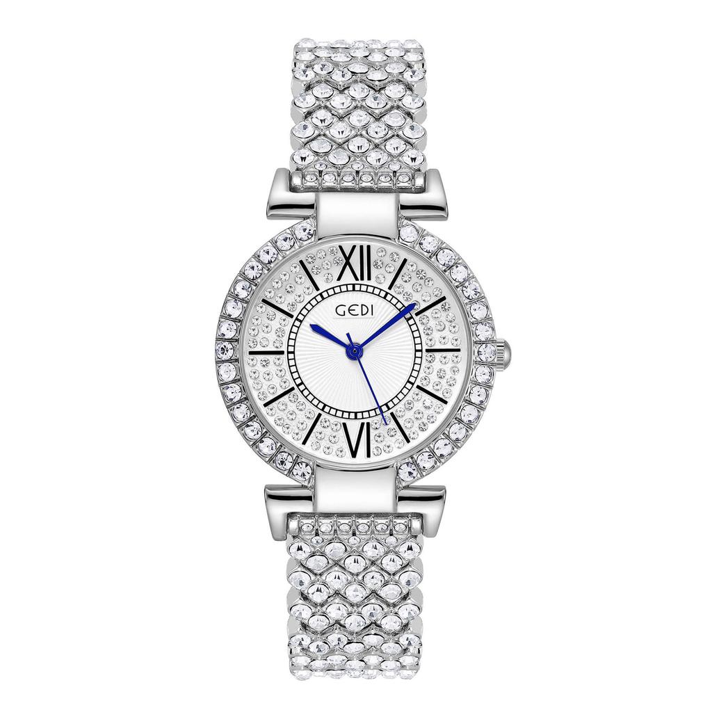 Full Diamond Alloy Steel Belt Watch Light Luxury Gypsy Quartz Watch Niche High-End Women'S Watch