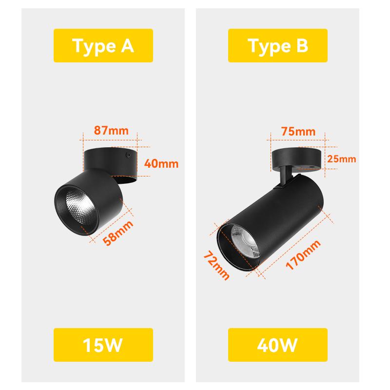Led Spot Lights Ceiling Lamp LED Downlights 220V Foldable Spotlights COB 15W 40W Light Fixture Indoor Lighting For Home Bathroom