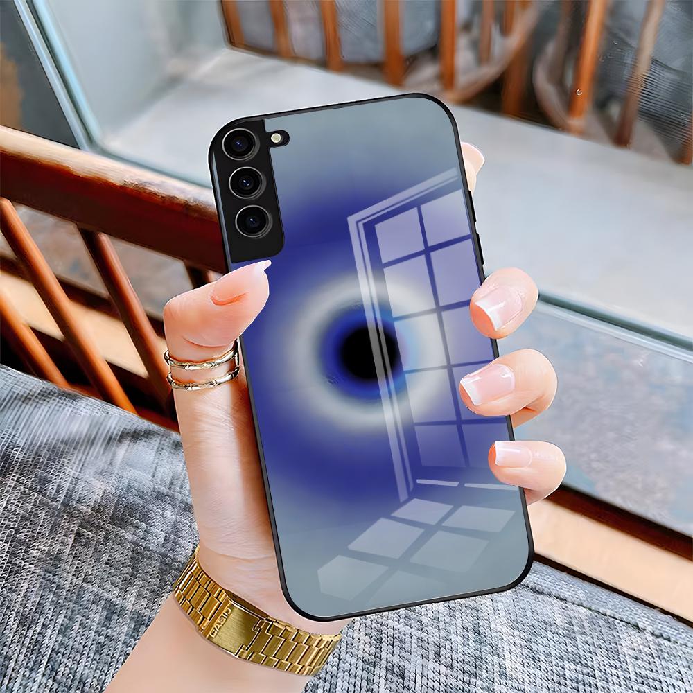 

B-Blue E-Evil Eye Phone Case For Samsung S26 S25 Plus S20 S20 Plus S22 Ultra S23 FE S21 Plus S21 Ultra Glass Cover Samsung S24 FE
