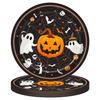 Orange Halloween Disposable Plate Set, Ghost Pumpkin Theme Party Supplies, 22 Pack