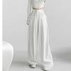 Vintage Style High-waisted Drape Trousers Women Design Sense Side Lacing Fluttering Casual Straight Wide Leg Pants