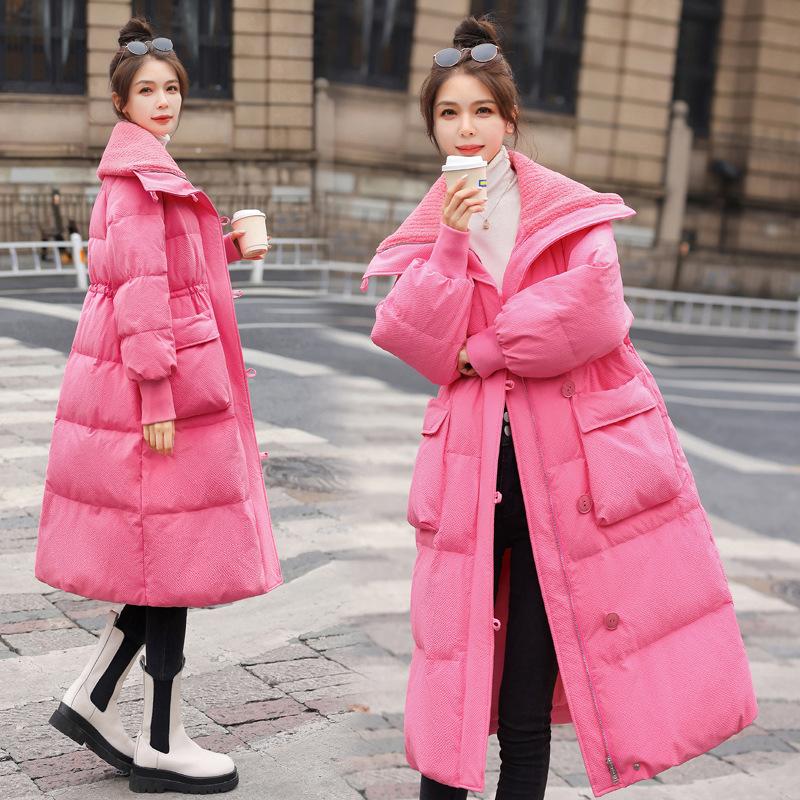 Autumn and Winter Down and Cotton Jacket, Women's Mid To Long Style, Knee Length, Korean Fashion, Cotton Jacket,Lapel,Cotton Jacket,Cotton Outerwear