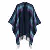 Scottish Classic Plaid Tassel Thick Warm Split Shawl Cape