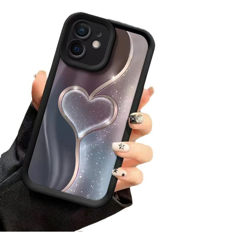 Flowing Gold Love Is Suitable for Apple 15Pro Mobile Phone Case iPhone17 Advanced 14Pro New 16 Europe, America and 13.