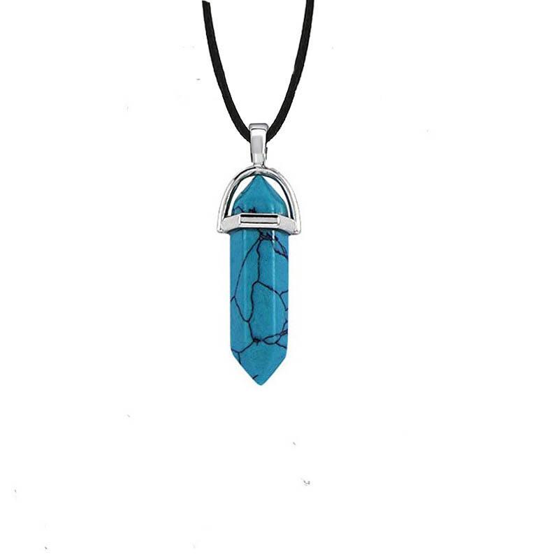 1Pc Hexagon Pillar Stone Necklace Bullet Pendant Choker Necklace Fashion Jewelry Gift