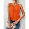 Nuova camicetta estiva ampia senza maniche con scollo rotondo da donna, camicia casual da ufficio alla moda, canotta a tinta unita, elegante, sexy, semplice, con intagli, top e canotta.