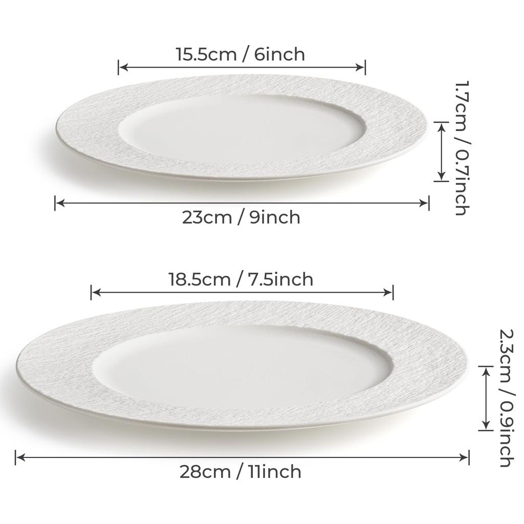 MIAMIO Dinner Plate Set of 4 Ceramic Plate Dinnerware Set Modern Microwave and Dishwasher Safe Oasis Collection - 23cm, / Set, - Plates, -