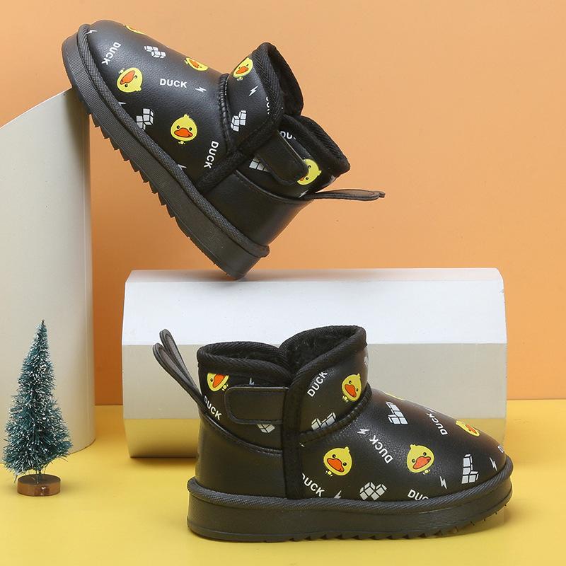 Children's Snow Boots Winter New Boys Waterproof Thickened Baby Cotton Shoes Soft Sole Girls Velvet Warm Children's Cotton Boots