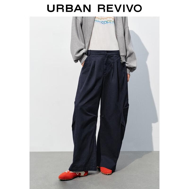 UR 2025 Autumn Women s Relaxed Pleated Cotton Curved Pants M