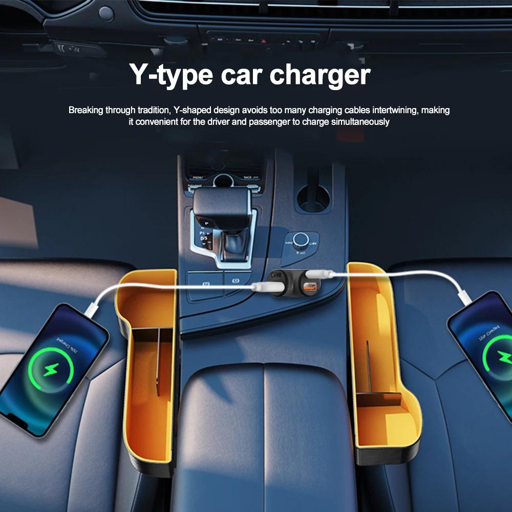 78W Portable Car Charger Super Fast Charge Adapter Dual Type C USB 4 Ports For IPhone 14 Pro Max 13 12 11 IPad Airpods Samsung