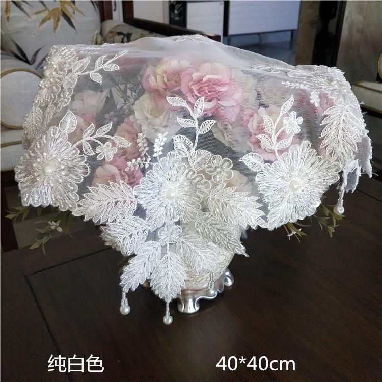 High Quality Pastoral Lace Embroidery Beaded Placemat Coaster Coffee Table Mat Cup Small Furniture Electrical Dust Cover Cloth