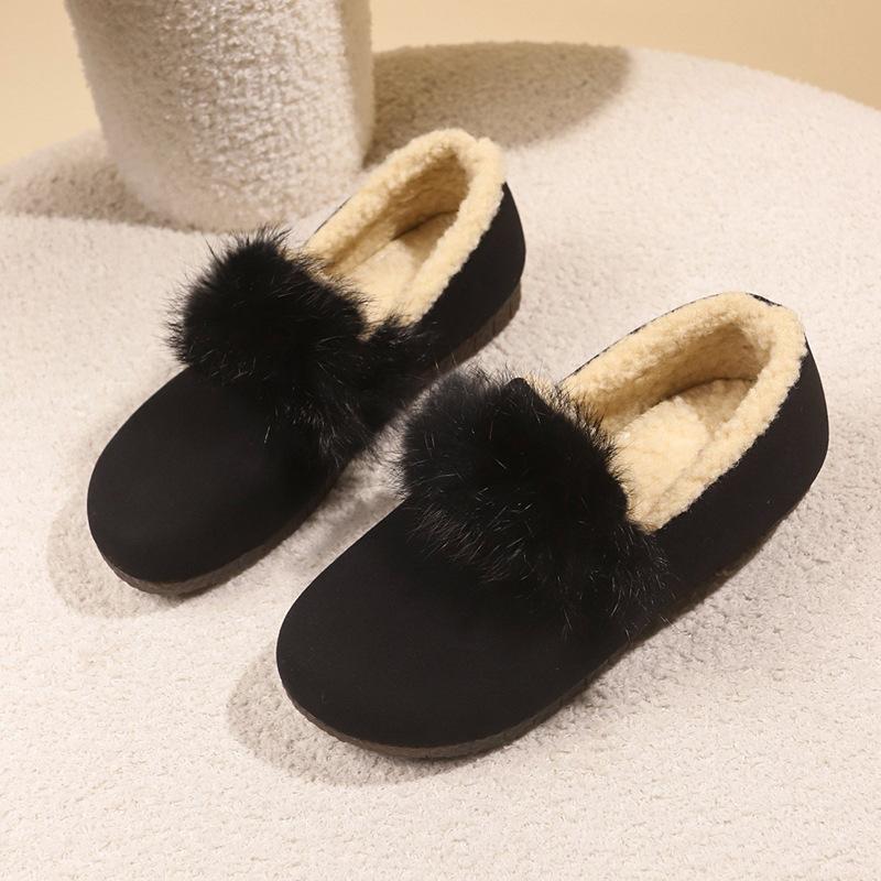 Women's soft elastic thick sole hairy mouth heightening winter fur one warm cold padded snow boots non-slip wear casual sports cotton boots